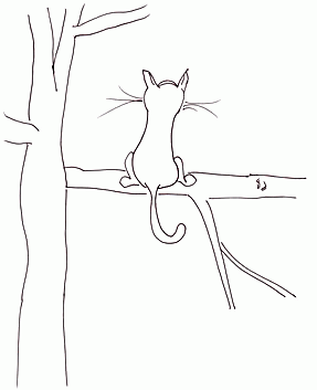 Kitty in a Tree Drawing